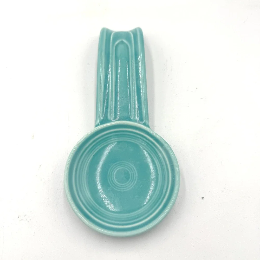 Fiesta Spoon Rest Turquoise Ceramic Kitchen Tool Teal Blue USA Made U58
